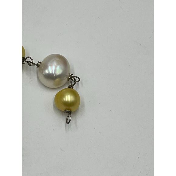 Deidda Firenze Italy Yellow White Baroque Pearl Bracelet Sterling Silver 8.25 - Picture 10 of 10